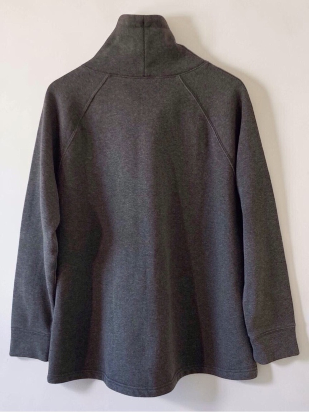Athleta Cowl Neck Pullover Sweatshirt Charcoal Gray Fleece Lined Side Zip Size L - Picture 2 of 9
